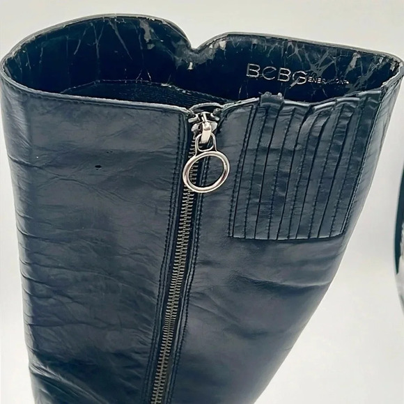 BCBG Generation Knee High Black Block Heel Mob Wife Rocker Boots Women’s Sz 9.5 - Picture 8 of 12